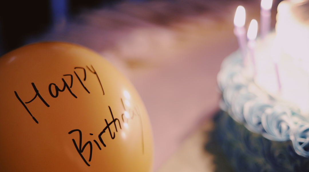 birthday balloon and cake